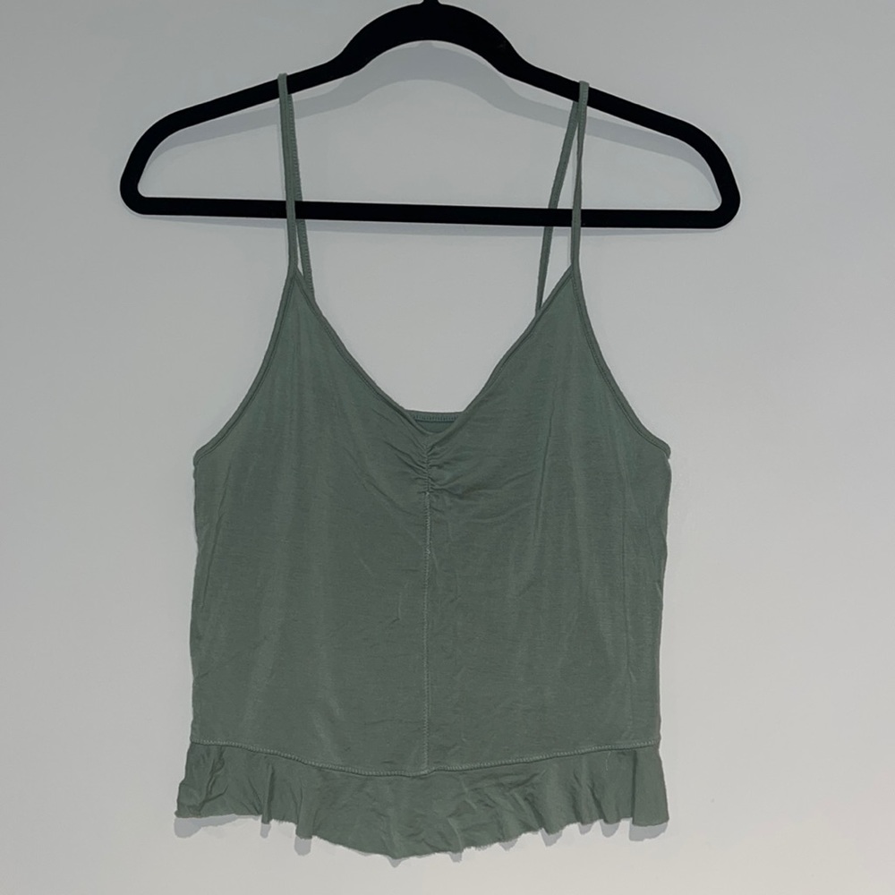 Light green ruched tank top